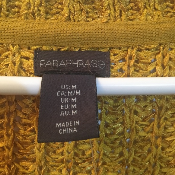 Paraphrase oversized Hand knit Mustard Sweater M - Picture 2 of 4
